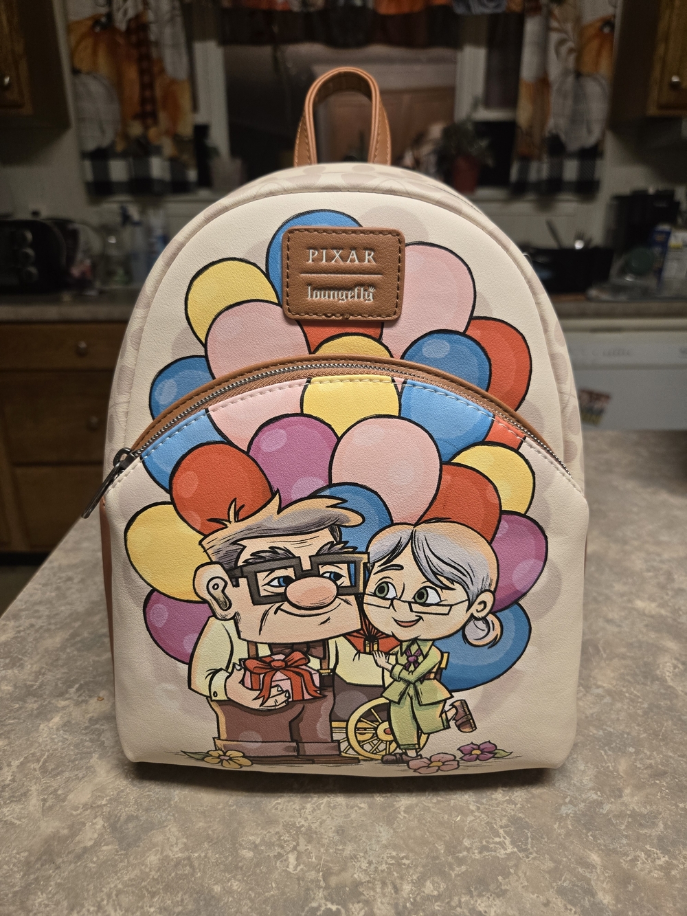 Loungefly Pixar UP Mini Backpack - Cream with Multicolor Balloons